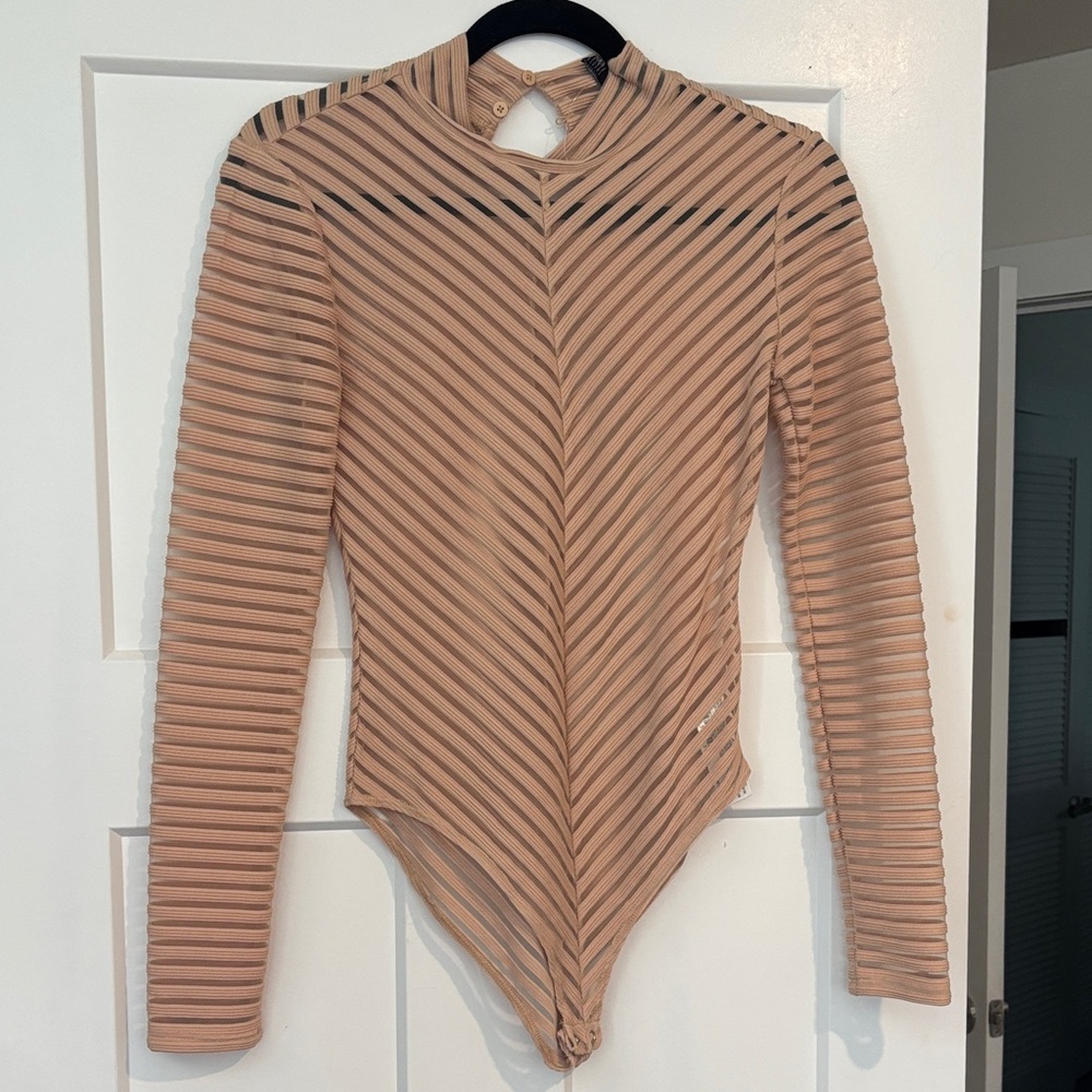 Forever 21 Tan Striped Bodysuit